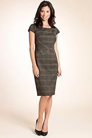 Wide Waistband Panelled Checked Dress
