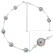 Sterling Silver .925 Iridescent Round Genuine Freshwater Cultured Gray Coin Pearl White Pearl Bead Bar Necklace 16-20