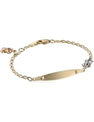 14k Yellow Gold Heart Baby ID Rolo Bracelet, 6"