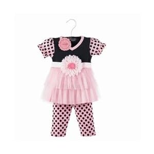 Mud Pie Baby Perfectly Princess Cotton Tunic and Cotton Spandex Leggings Set, Pink/Black, 0 - 6 Months