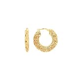 14K Yellow Gold ''Byzanite'' Italian Hoop Earrings