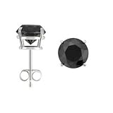14K Gold, Round, Black Diamond Stud Earrings