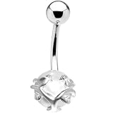 Sterling Silver Love Birds Faux Pearl Belly Ring