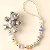 Color Beads Pacifier Clip Multi Color with Bear Clip