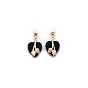 10k Black Hills Gold Onyx Heart Earrings