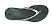 OLUKAI Ho'opio Leather Women's Beach Sandals, Full-Grain Leather Flip-Flop Slides, Modern Low Profile Design & Comfortable Fit, Silver/Charcoal, 8