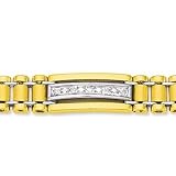 14k TT Gold Classic Trendy 9mm Mens Diamond Bracelet