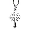 Stainless Steel Cross with High Polished Finish on 24 Inch Black Ball Chain