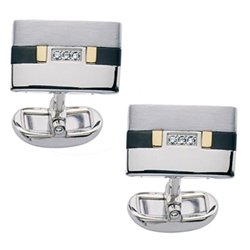 Dolan Bullock Stainless Titan 18kt Gold Diamond Cuff Links