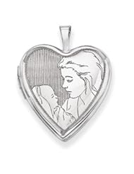 Genuine IceCarats Designer Jewelry Gift 14K 20Mm White Gold Mother And Child Heart Locket