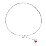 Sterling Silver Dangle Heart Charm Anklet, 9
