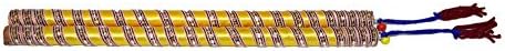 Trinkets Dandiya Set of 2 Pcs Navratri Festival Decorative Wooden Art Garba Dance Yellow Gota Lace Work Sticks Gift Items