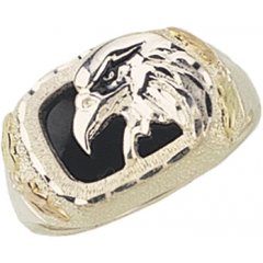 Gorgeous! Black Hills Gold Sterling-silver Men's Eagle Ring W/Black Onyx