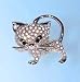 Cat Kitten Pin Brooch Swarovski Crystals Jewelry White Modern Art Deco Kitty Gato, $1 Shipping!