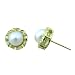 Crystal Circlet Cultured Pearl 18k Yellow Gold Overlay Sterling Silver Stud Earrings, Natural White