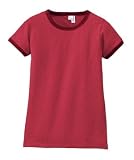 NEW District Threads - Ladies Heathered Jersey Ringer Tee Heathered Red-XL