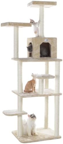 GleePet GP78740821 Cat Tree, 74-Inch, Beige