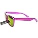 zeroUV Retro Bright Horn Rimmed Sunglasses with Colorful Mirrored Lenses - UV400 (Hot Pink)