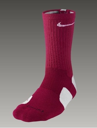 Nike Dri-Fit Elite Basketball Crew Socks Maroon/White Large Size Large