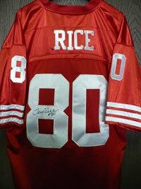 Signed Rice, Jerry (San Francisco 49ers) Authentic Mitchell & Ness Throwback Home Jersey