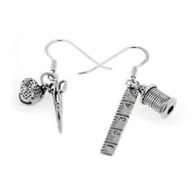 Sterling Silver Sewing Notions Charm Earrings for Tailor or Seamstress