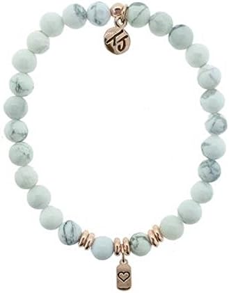 Howlite Beaded Bracelet with Inspiration Charm (Live/Heart Charm)