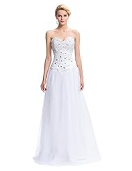 Strapless Sweetheart Satin/Tulle Cocktail Floor Length Corset   Waistline Lace-Up Sequined Beaded Flared-Skirt Evening Dress/Homecoming Dress/Bridesmaid Dress/Pageant Dress/Prom Dress/Party Dress/Wedd