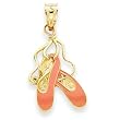 14k Gold Enameled Ballet Slippers Charm