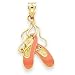 14k Gold Enameled Ballet Slippers Charm