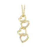 14K Yellow Gold Linked Hearts Necklace