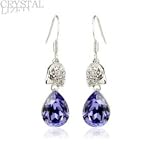Violet Tanzanite Crystal Oval-Cut Silver Earrings Used Swarovski Crystals