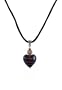 Necklace - N220 - Heart Shape Murano Style Glass ~ Black and Copper Stripe