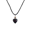 Necklace - N220 - Heart Shape Murano Style Glass ~ Black and Copper Stripe ~ SERENITY CRYSTALS