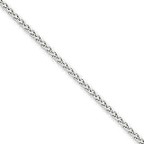 1.9mm, 14 Karat White Gold, Round Wheat Chain - 30 inch