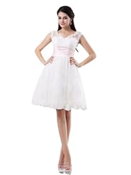 Knee Length Sleeveless Lace Wedding Dress  With a Sash 