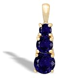 14K Yellow Gold Round Created Sapphire 3-Stone Pendant