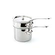 Mauviel Mcook Collection Bain Marie Double Boiler with Porcelain Insert, Stainless Steel