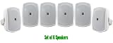 Yamaha All Weather Outdoor / Indoor Wall Mountable Natural Sound 120 watt 2 way Acoustic Suspension Speakers - Set of 6 - White - with 100ft 16 AWG Speaker Wire - Compatible with All Audio / Video Home Theater Sound Systems, Components, CD Players, or Receivers