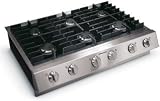 Electrolux ICON Designer E36GC75GSS 36 Pro-Style Gas Rangetop with 6 Sealed Burners Including 2 Min-2-Max Burners, Continuous Grates, Ceramic Glass Surface and Included Accessories