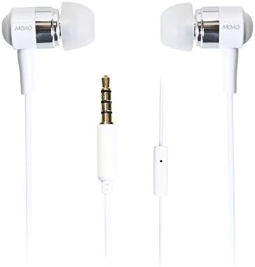 MOAO MP280 3.5mm Metal Bass with Microphone Ear Headphones In-ear Unit Fever Level Music Sound Headset for MP3 MP4 - White