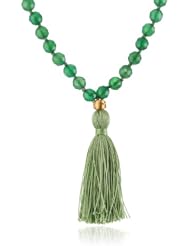 Satya Jewelry "Serpent" Green Onyx Here and Now Mala Strand Necklace, 40"