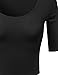 MBE Women's Basic Solid 3/4 Sleeve Crop Top