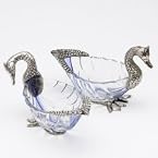 Home Decor Beautiful Swan Shaped Bowl Set With Coloured Glass_Whm0923