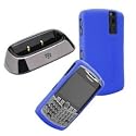 Combo of Charging Pod and Dark Blue Silicone Skin Cover Case for Blackberry Curve 8300 8330 8320 8310