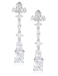 White Bronze Clear Cubic-Zirconia Earrings