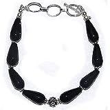 Girls Link Bracelets in Black Onyx Sterling Silver Jewelry 8.5  (brclt187)