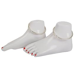Silver Jewelry Anklets Bracelets Pair Dia. 3.1 Inches
