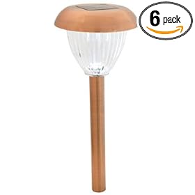 Moonrays 95669 Wilmot Style Lamp Solar Powered Metal Path Light, 6 Pack, Copper
