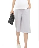 【TPGROWIN】 マタニティウェア ガウチョ パンツ 妊婦 妊婦服 7分丈 ハーフパンツ ズボン ボトムス ウエストゴム ストレッチ チノパンツ 全3色 (L, グレー)