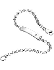 D For Diamond Sterling Silver Girls Cz Id Bracelet
